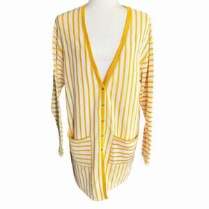 Free People Beach Bang Bang Set Cardigan Yellow Stripe Small Coastal Preppy Prep